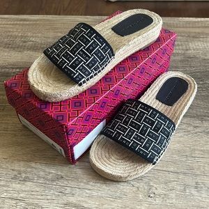 Tory Burch Ribbon Espadrille Slide Sandals